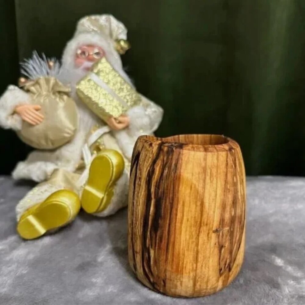 Handmade Vase Made of Natural Wood